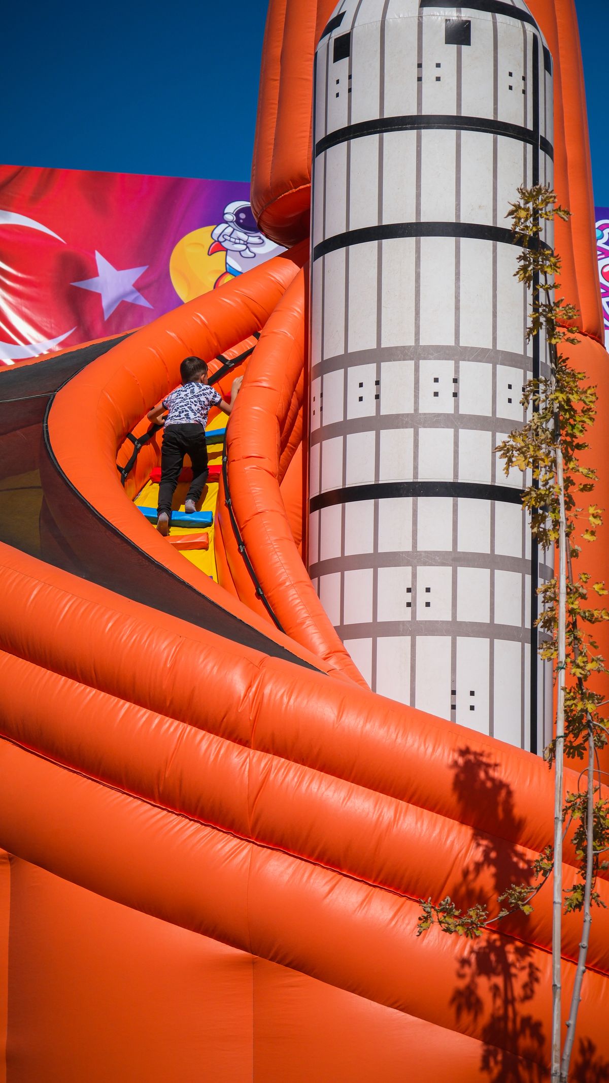 A large inflatable water slide